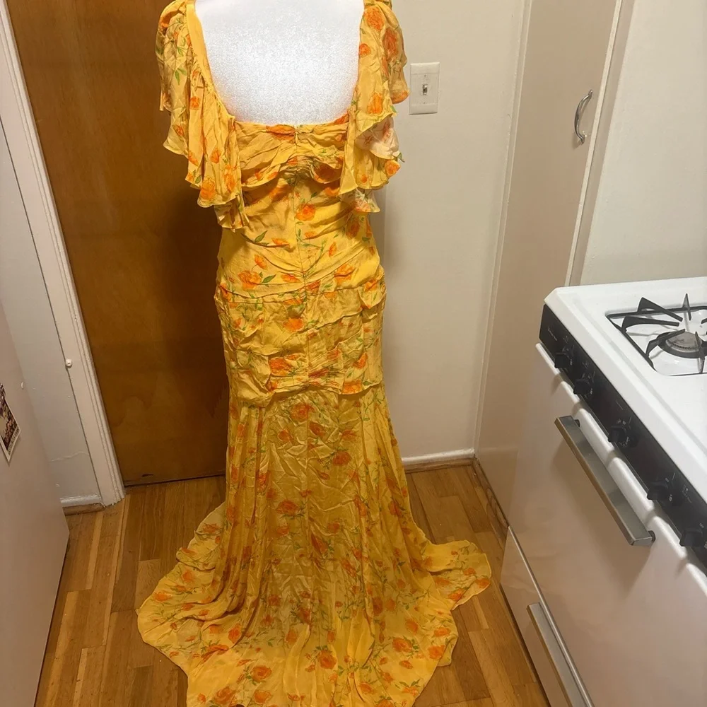 De La Valí Sevilla Apricot Floral Maxi Dress - Picture 4 of 9